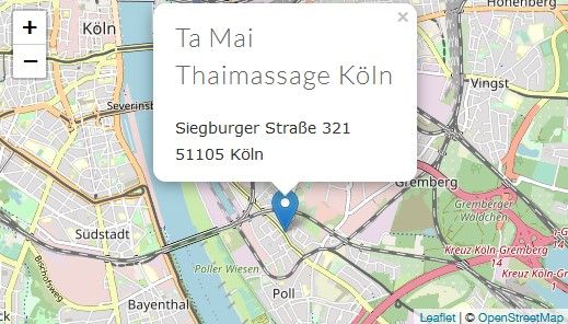 Anfahtskarte zu Ta Mai Thaimassage in Köln